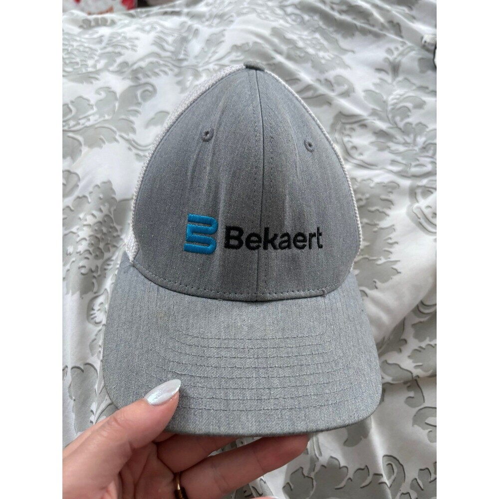 Gray and White Bekaert Construction Trucker Hat